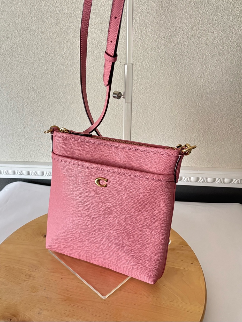 Coach Pink Crossbody Bag with Gold 'C' Logo